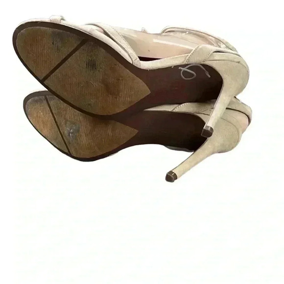 Who What Wear Open Toe Bow Cream Stiletto Heel Sandal Size 8 - Picture 4 of 6